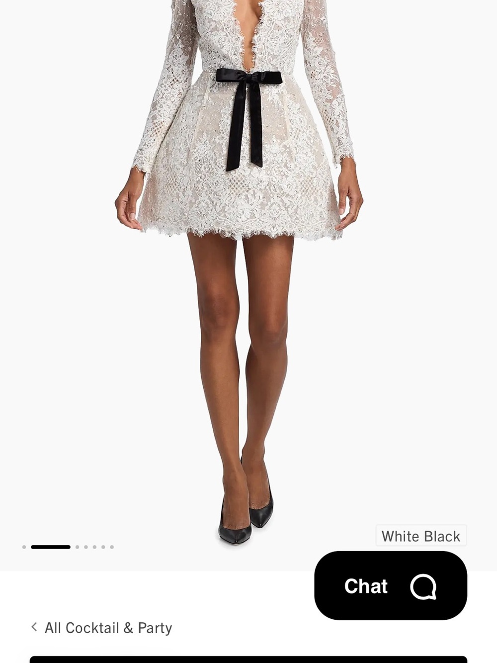 Bronx and Banco White Lace Mini Dress with Black Bow